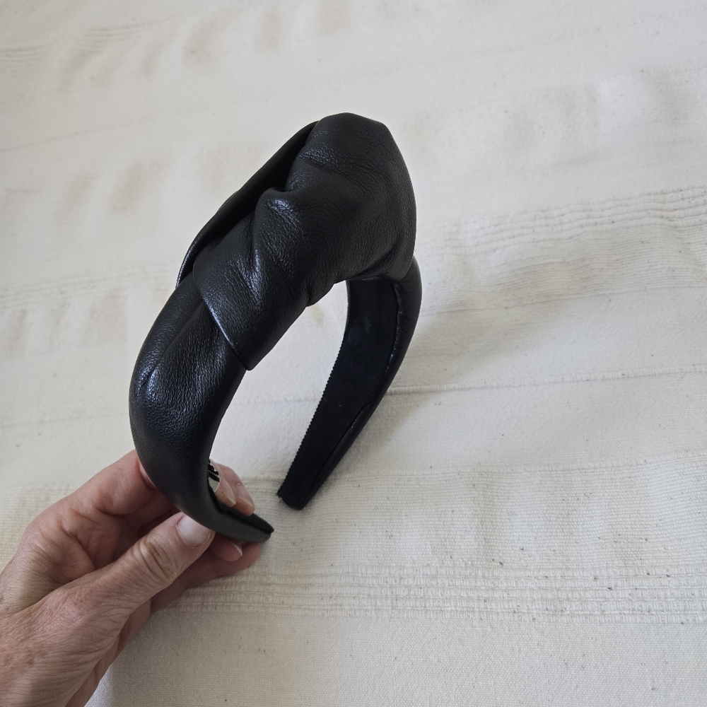 Eugenia Kim Maryn Tall Knot Black Leather Headband Retro Rare - Picture 12 of 16